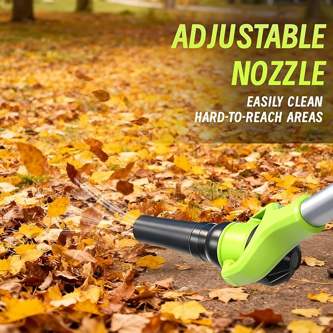 Cordless Leaf Blower, 21V Leaf Blowers, 580CFM/180 MPH Brushless Motor and 3-Speed Electric Blower, with 2 Lightweight Batteries 3.0Ah & Charger Gutter Cleaning for Garden Yard Patio