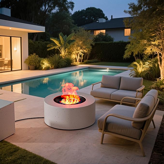 Outdoor Fire Pit Table Propane Gas Fire pits & Outdoor Fireplaces 30'' Round Firepit Table, 50,000 BTU Fire Table for Patio Set, Speckled White