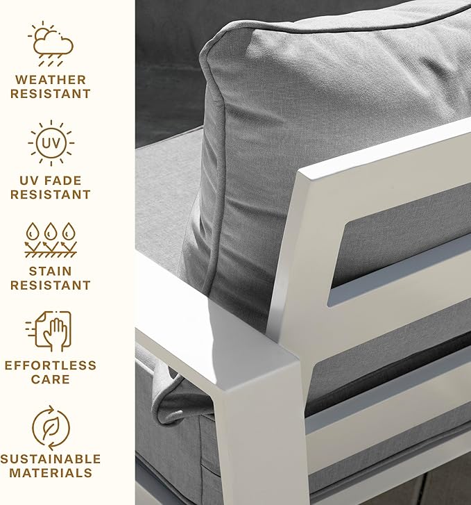 Honeycomb Outdoor Heritage Deep Seat, 24 x 23, Textured Solid Platinum Grey Chair Cushion for Patio Furniture