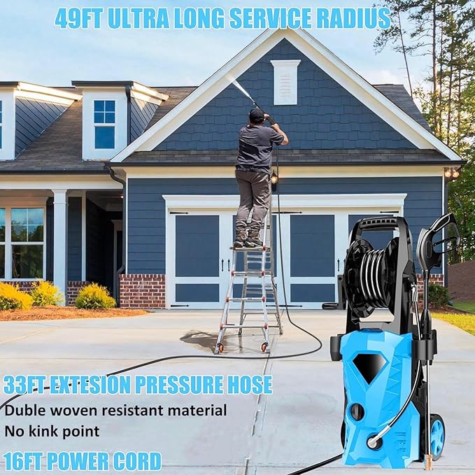 Imdot Pressure Cleaner High Power Cleaner with Soap Bottle for Home, Car Washing, Fence Cleaning, Patio (Blue)