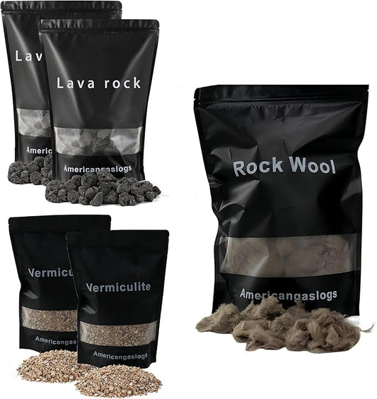 Rock Wool+Lave Rock+Vermiculite for Gas logs (for 30-36 Inch Fireplace)