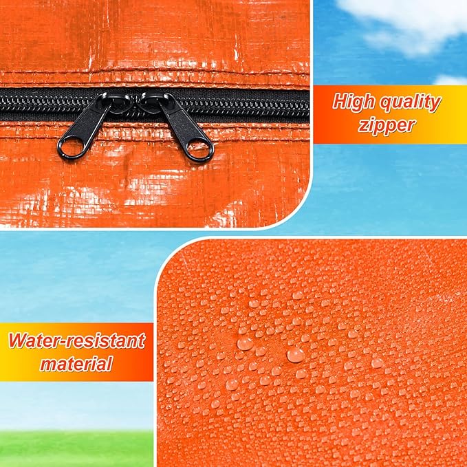 Windyun 4 Pack 57 Gallon Extra Large Storage Bags XXL Moving Bags with Zipper Handles Heavy Duty Jumbo Big Tote Box for Christmas Tree Storage 4, 5, 7.5, 9, 10, 12 ft Skeleton College Dorm(Orange)