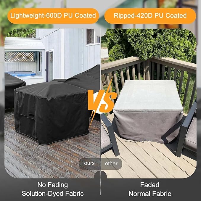 NettyPro Fire Pit Cover Square Waterproof Outdoor Firepit Cover for Gas Propane Fire Pit Table, 32 x 32 x 24 inch, Black