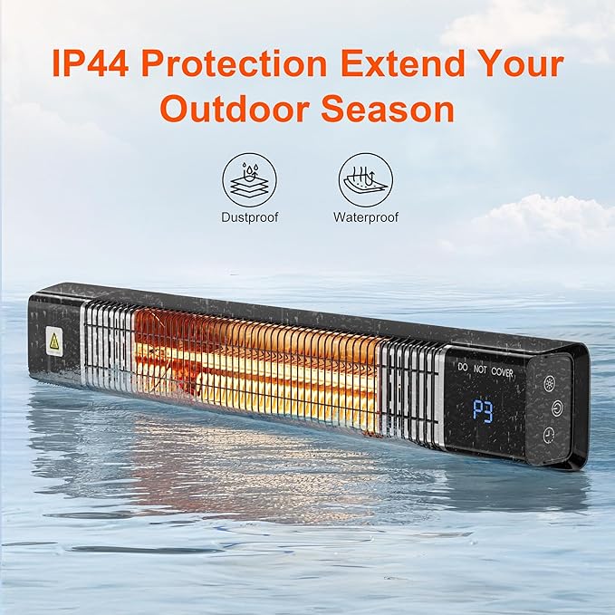1500W Patio Heater,Outdoor Heater,with Remote, 24H Timer,3 Heat Levels,Waterproof,Overheat Protection,Wall Mounted/Tripod Electric Infrared Heaters for Garage, Backyard,Basement, Balcony,Porch