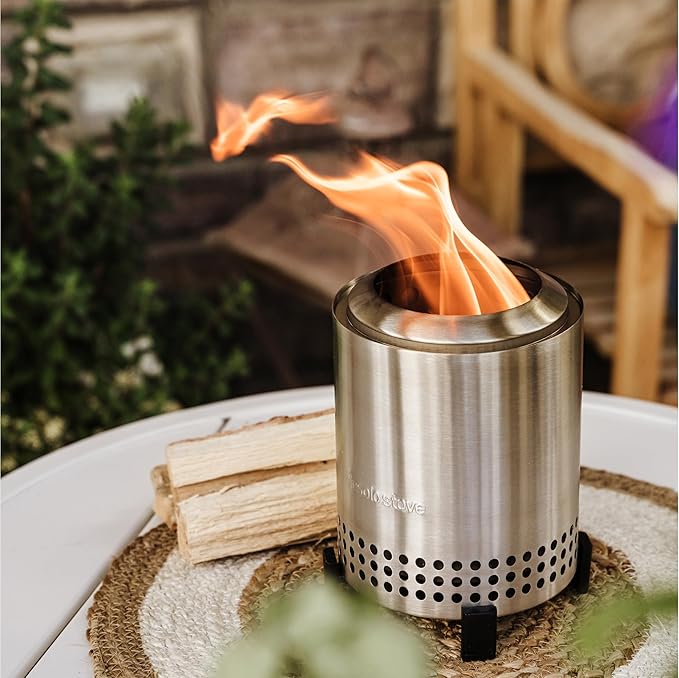 Solo Stove Mesa, 5.1 Inch Tabletop Fire Pit with Stand - Smokeless, Stainless Steel Fire Pit for Camping, Outdoor & Patio- Wood Burning or Pellet Fueled Portable Bonfire, 1.4lbs, Water