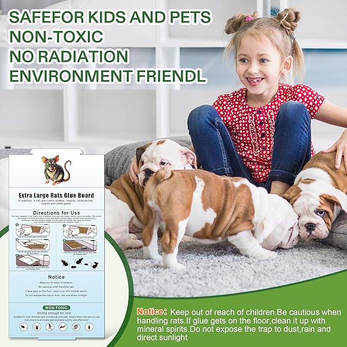 Qualirey Extra Large Jumbo Rat & Mouse Glue Traps 4Pk, 28 x 14 Rat & Snakes Sticky Traps Indoor for Home, Non Toxic Pre Scented Adhesive Glue Boards for Mouse Rats Snake, Pet Safe Pest Control