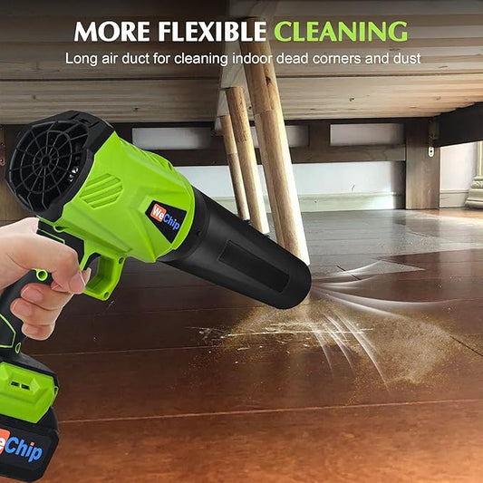 Leaf Blower Cordless 800,000 RPM with Battery and Charger,Lightweight Electric Handheld Blower with 3 Replaceable Air Nozzles Used for Lawn Care, Yard Cleaning, Snow Blower, Dust Collector (Green)