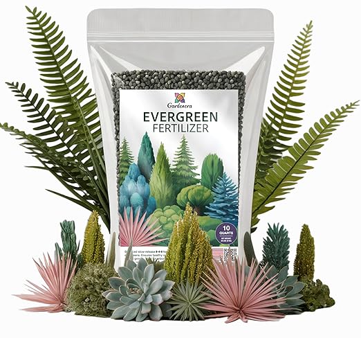 Gardenera Evergreen Fertilizer – All-Purpose Granular Plant Food for Outdoor Trees and Shrubs, Azaleas, Magnolias, Pines & Arborvitae – Slow-Release Formula (10 Quarts)