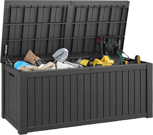 Outdoor Storage Box Waterproof, 180 Gallon Deck Box Indoor and Outdoor Use, Backyard Storage Box with Lockable Lid for Package Delivery Box, Patio Furniture Cushions, Pool Accessories, Garden Tools