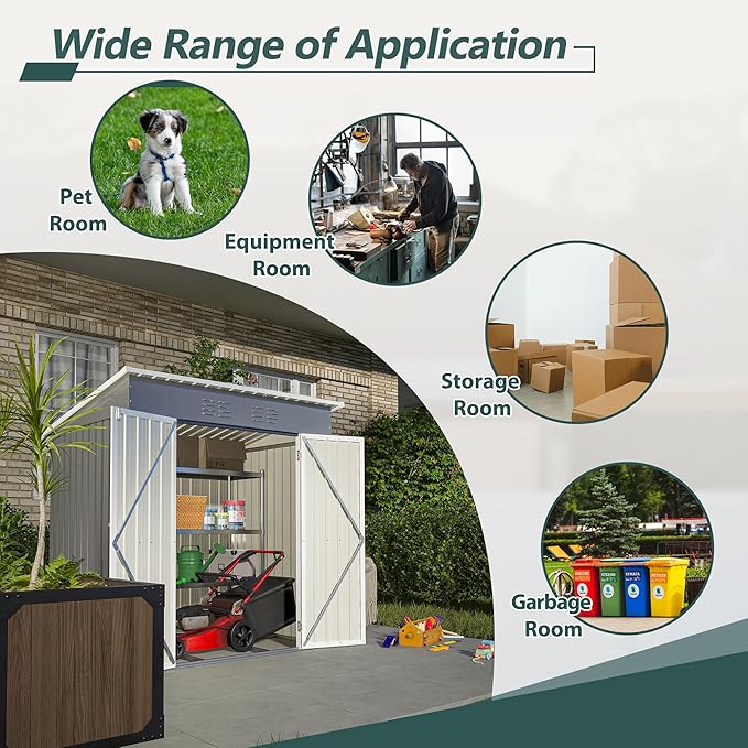 Favfurish 6x4FT Storage Shed with Lockable Door,Heavy Duty Outdoor Metal Sheds with Punched Vent, Waterproof Tool Sheds for Garden,Backyard,Lawn,Easy to Assemble,Gray