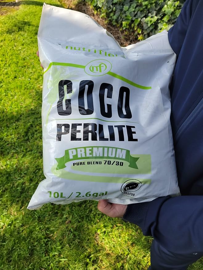 Nutrifield Coco Coir Perlite Mix 10 Liter - 70/30 Blend - Pre Buffered with Calcium, Organic Coconut Coir & Perlite for Plants - Hydroponic, Indoor & Outdoor, Grow Bags & House Plants