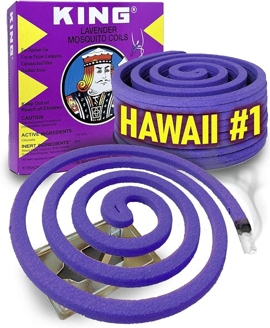 KING Mosquito Coils Outdoor Patio (Lavender & Citronella) – Hawaii’s #1 Natural Mosquito Coil Incense – up to 8 Hours (10 Coils)