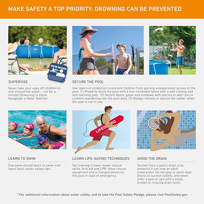 Intex 14.75' x 86" x 33" Rectangular Frame Above Ground Outdoor Backyard Swimming Pool with Flow Control Valve for Quick Draining, Blue - Pool Only