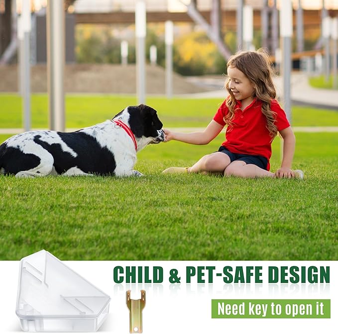 12 Pack Mouse Bait Stations, Reusable Mice Bait Station with Keys, Small Rats Poisoning Station Box for Indoor Outdoor Kitchen Garage, Safe for Kids and Pets, Bait Not Included, Clear