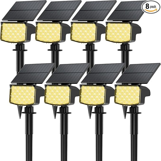 MinPea 8 Pack Solar Spot Lights Outdoor, 2-in-1 Solar Lights Outdoor Waterproof IP65, Solar Powered Landscape Spotlights 3 Modes for Yard Garden Pathway Driveway Tree(Warm White)