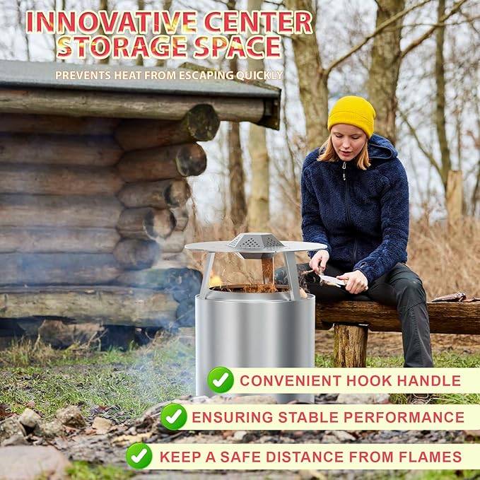 Heat Deflector for Solo Stove Bonfire 19.5" Accessories, Portable Heat Diffuser for Solo Stove Bonfire 2.0 for Firepit Captures & Redirects Warmth, 304 Stainless Steel Diffuser with Carrying Handle