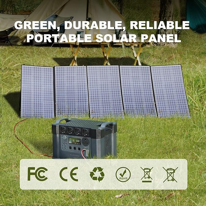 LLPOWERS R2500 Portable Power Station with SP037 Solar Panel, 2500W 2016Wh LiFePO4 Solar Generator with 400W Panel Included, Solar Power with UPS Function, Fast Charging, 30A RV Port