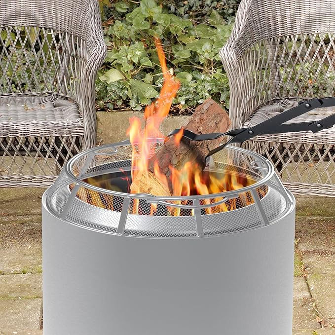Spark Protector Mesh Screen for Solo Stove Bonfire 19.5 Inch, Stainless Steel Fire Pit Spark Screen Mesh Fire Pit Spark Protector with Sticks Poker for Solo Stove Bonfire Accessories