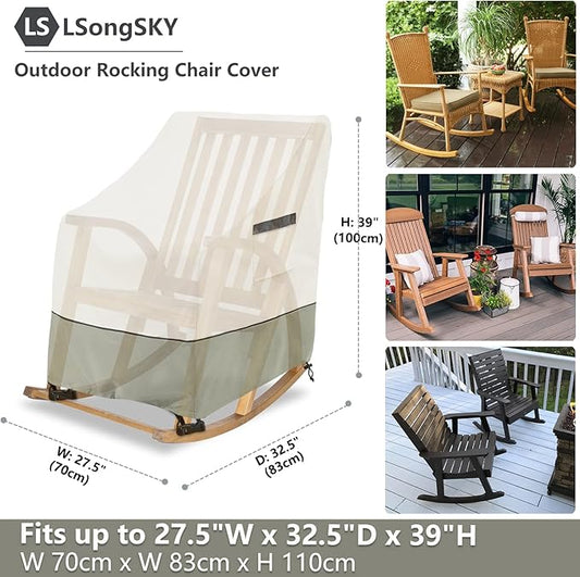 Patio Rocking Chair Cover 2-Pack,Rocking Chair Covers for Outdoor Furniture, 27.5W x 32.5D x 39H Inch,Rocking Chair Covers Waterproof,White&Grayish Green