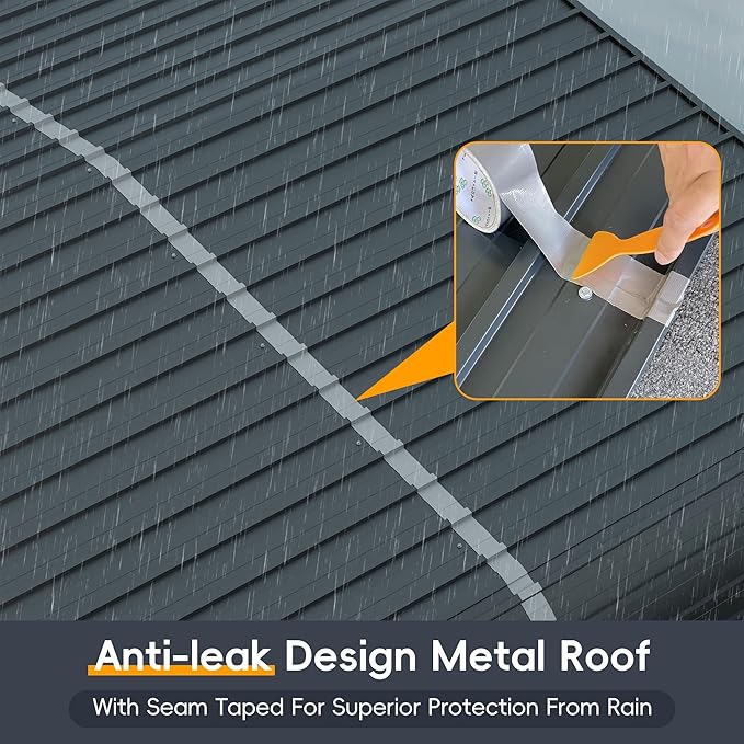 Heavy Duty Metal Carport Kits with Galvanized Steel Roof and Frame, Outdoor Carport Canopy Enhanced Base, Extra Large Car Tent Garage Shelter for Car, SUV, Truck and Boats (10x15 FT, Gray)