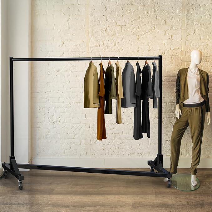 Simple Houseware Industrial Grade Z-Base Garment Rack, 500lb Load with 62 Inches Extra Long Bar, Black