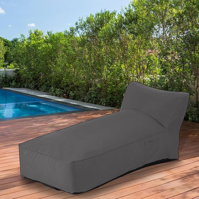 Outdoor Chaise Lounge Chair, Sunbed UV Resistant Sofa Couch Patio Furniture Waterproof Outside Sunlounge Reclining Sunbathing Bed Comfy Single Chaise Daybed for Garden, Pool, Beach, Dark Gray