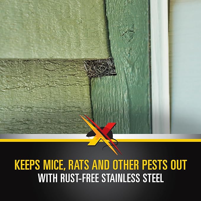 Xcluder Rodent Control Fill Fabric 6 Rolls of Stainless Steel Wool Blend Protect Home, Business, Office Stop Rats, Mice, and Pests from Entering Property
