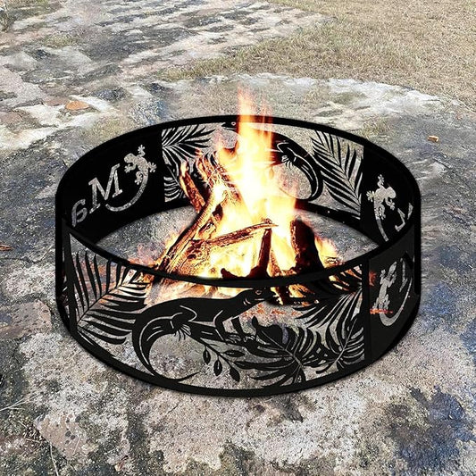 Personalized Lizard Fire Pit Ring 360 Degree, Outdoor Fireplace, Custom Fire Pits for Outside Wood Burning, Patio Firepit, Camping Bonfire Firepits, BBQ Backyard Garden Decor