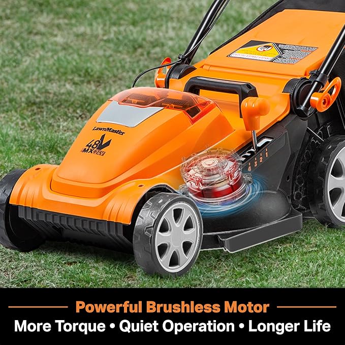 LawnMaster CLMF4815E 48V MAX* 15-inch Brushless Cordless Lawn Mower with 2X24V MAX* 4.0Ah Battery and a Dual Charger