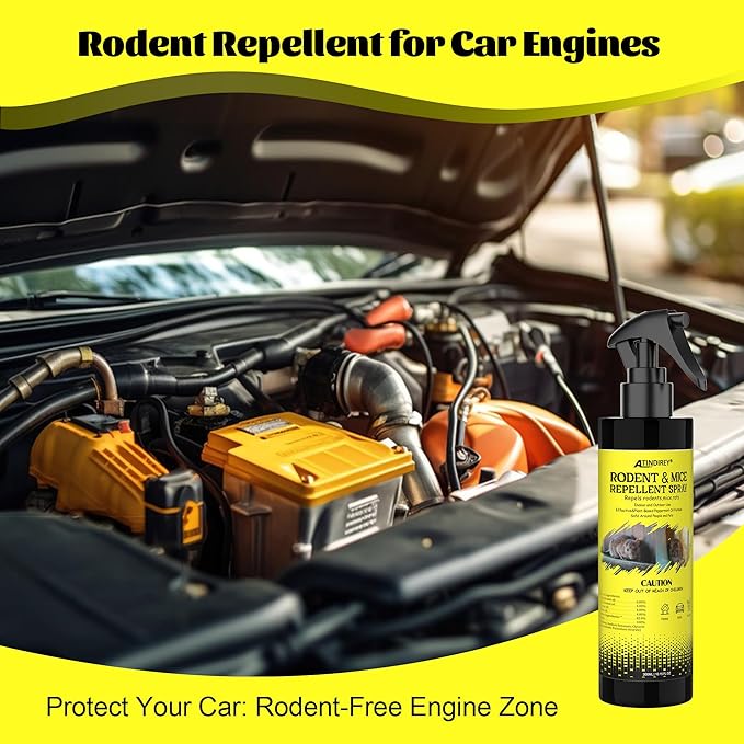 Rodent & Mice Repellent Spray,300ml,Creates Protective Barrier for Car Engine, Garage, RV & Home, Long Lasting Protection, Peppermint Scent