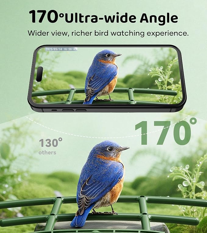 Smart Bird Feeder with Camera - 2.5K HD Night Vision Bird Feeder with Camera Solar Powered, Free AI Identify Auto Video 170° Live View Birds Feeders for Birds Lovers Outdoors(Green)