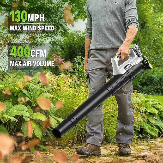 Leaf Blower Cordless with 2x2.0Ah Batteries and Fast Charger 21V Lightweight Electric Leaf Blower, Portable Handhold Battery Powered Blowers for Lawn Care, Patio Cleaning, Blowing Leaves and Dust