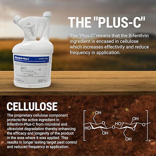 Bifenthrin-Plus-C Insecticide (1 Gal) - Roach Killer Indoor Infestation, Termite Treatment, Ant Control & Wasp Spray - Home Defense Pest Control, Residential, Commercial, and Industrial Use