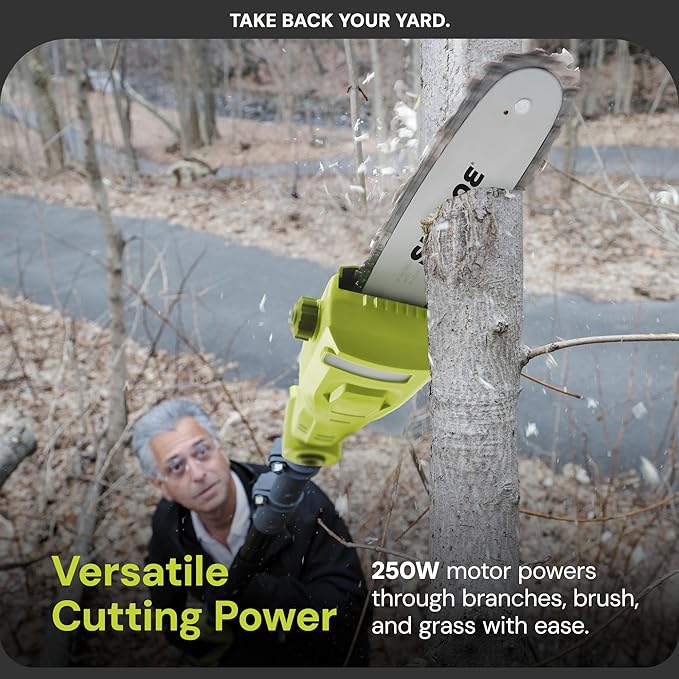 Sun Joe Cordless Lawn Care System, Grass & Hedge Trimmer Combo Power Tool Kit with 8” Pole Saw, Batteries & Charger - Heavy-Duty Trimming Machine Set for Lawn, Yard & Gardening Care, IONMAX GTS4002C