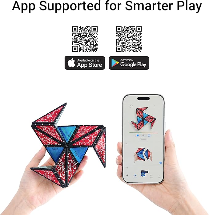 TOSY Magnet Pyramid Glow - 1 Cube Transforms into 1 Billion Shapes, 15 pcs (12 Puzzle pcs & 3 Accessories), 243 Magnets, Glowing, Christmas Stocking Stuffers Gift for Kids, Creative Puzzle STEM Toy