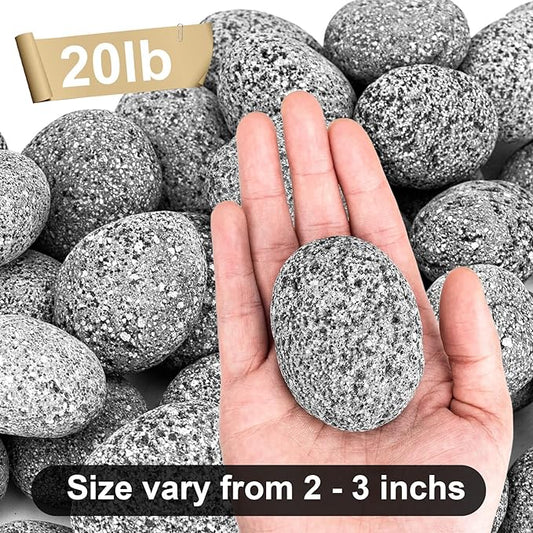 20 Pounds Lava Rocks for Gas Fireplace, 2-3 Inch Natural Volcanic Stones for Fire Pit, Indoor Gas Fireplaces, Decorative Garden Stone for Outdoor Landscaping, Walkways, Yard