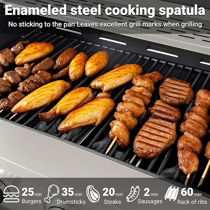Endark BBQ Grill with 5-Burner Propane Gas Grill, Barbecue Grill 46500 BTU Stainless Steel with Side Burner, Porcelain Grates & Dual Shelves, Wheeled Portable for Backyard, Patio, Garden Cooking