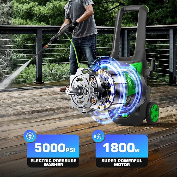 Professional Electric Pressure Washer 5000PSI, 4.0GPM Portable Power Washer with 4 QC Nozzles and Soap Bottle, Cleaner Machine for Cars/Home/Driveways/Patios/Decks/Fences