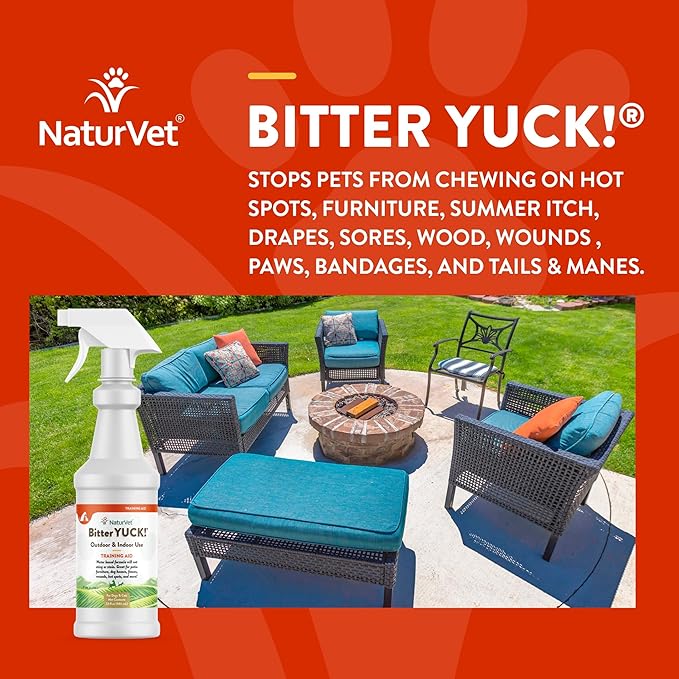 NaturVet Bitter Yuck No Chew Spray Horse Supplement – Helps Deter Chewing on Manes, Tails, Bandages, Wounds – No-Sting Water-Based Supplement for Horses – 32 Oz.