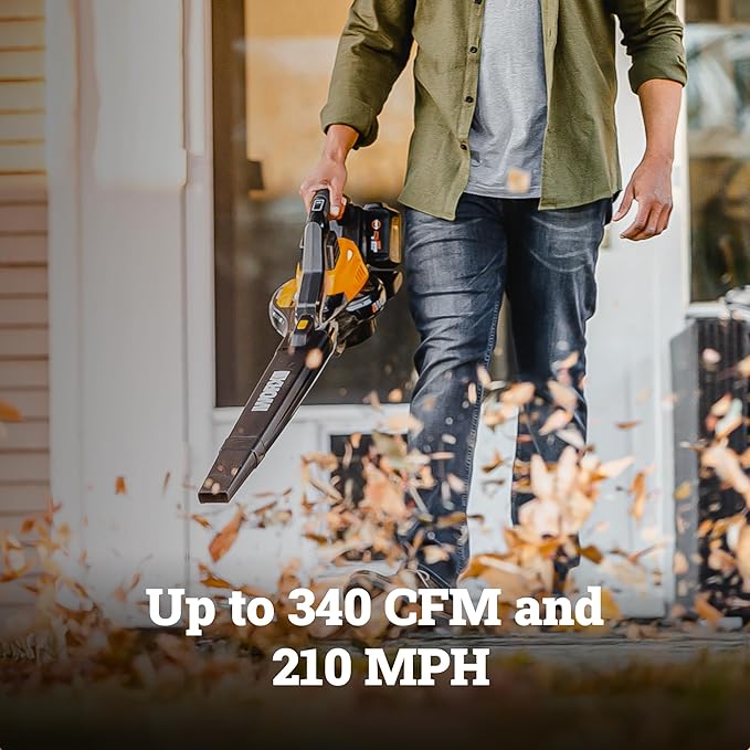 WORX Cordless Leaf Blower, 3 in 1 Blowers for Lawn Care with Leaf Vacuum & Leaf Mulcher, Electric Blower with Brushless Motor & 2 Speed Control, Batteries & Charger Not Included, WG583.9