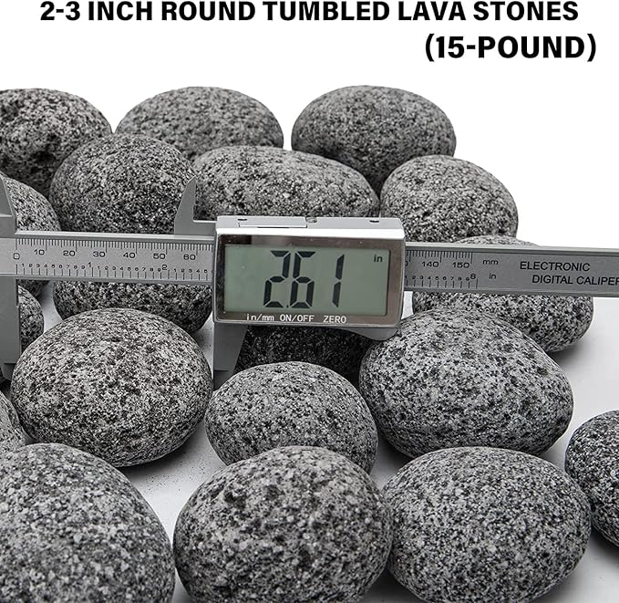 Black Lava Rock for Fire Pit,2"-3" Natural Lava Stones for Gas Fire Pit and Fireplace(15-Pound)