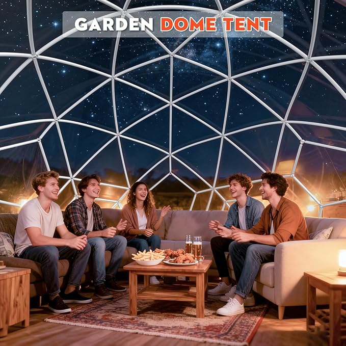 Garden Dome Tent, 9.6/12/15 ft Outdoor Clear Bubble Tent for 2-8 Person, All-Weather Geodesic Dome Greenhouse with Window & Door, PVC Transparent Tent for Patio, Camping, Party