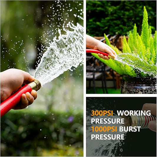 5/8" Garden Hose 30ft, -40℉ To 190℉ Hot/Cold, Heavy Duty,Flexible, 300psi Working, 1000psi Burst, 3/4" Brass Fittings with Hose Protector Coil Spring for Outdoor,Yard, Farm