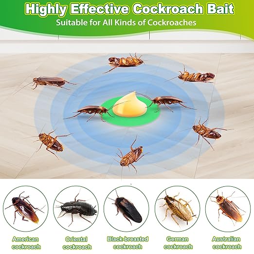12 Pack Roach Gel Bait for Indoor Use - Cockroach Killer Gel with Easy Placement Stickers, Long-Lasting Mess-Free Formula for Kitchen, Bathroom, Basement & Hidden Areas Pest Control
