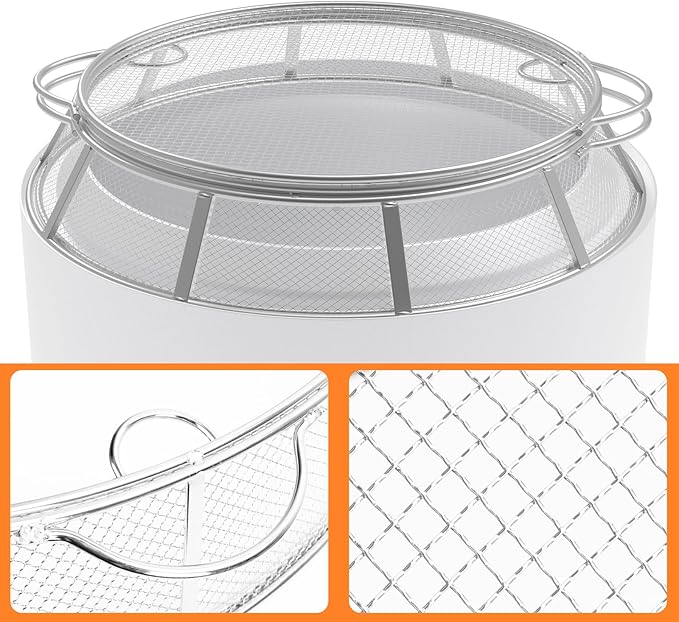 Spark Protector Mesh Screen for Solo Stove Bonfire 19.5 Inch, Stainless Steel Fire Pit Spark Screen Mesh Fire Pit Spark Protector with Sticks Poker for Solo Stove Bonfire Accessories