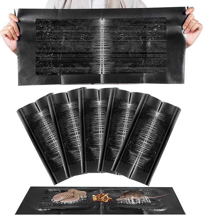 Qualirey 5 Pack 24 x 11'' Mouse Glue Traps, Anti Slip Rat Snake Rodent Sticky Pads Pet Friendly, Peanut Scented Mice Glue Board That Work for Home Indoor Outdoor Restaurant Kitchen Hotel Office