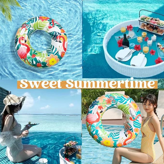 2PCS Inflatable Pool Floats Swimming Rings Large Inner Tube Swimming Pool Swim Rings Pool Lounger Float for Pool Party & Summer