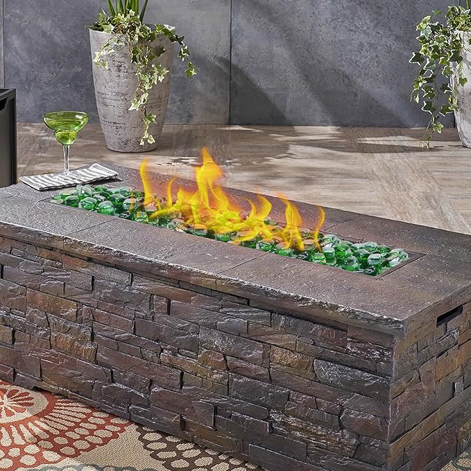 Fire Pit Glass Rocks Square, Fire Glass Cubes, Tempered Beads for Fireplace, Firepit Table Indoor or Outdoor, Replacing Traditional Burning Wood 20 pounds, Green Reflective
