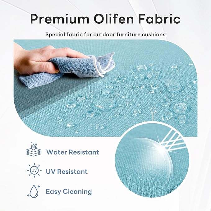 6 inches Thicker Outdoor Chair Cushion Set- 24" *24" *6" Waterproof Patio Furniture Cushions with Removable Cover, 28D High Density Sponge Filling Thicken Outdoor Patio Cushions - Turquoise