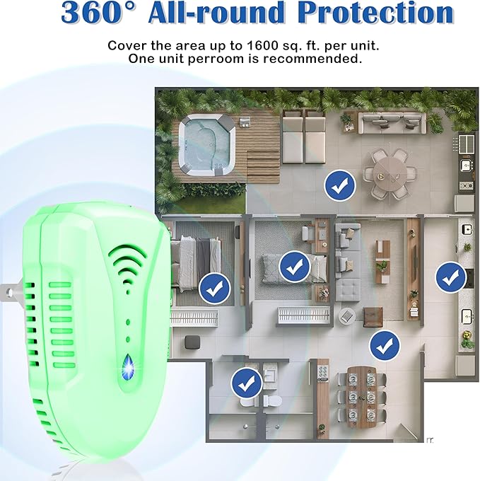 2025 Upgraded Version Ultrasonic Pest Repeller 6 Pack, Mouse Repellent Indoor Plug in, Insect Ultrasonic Repellent for Bugs Roach Insect Mice Spider Mouse Mosquito Ant, 3 Mode Switching (7 Pack)